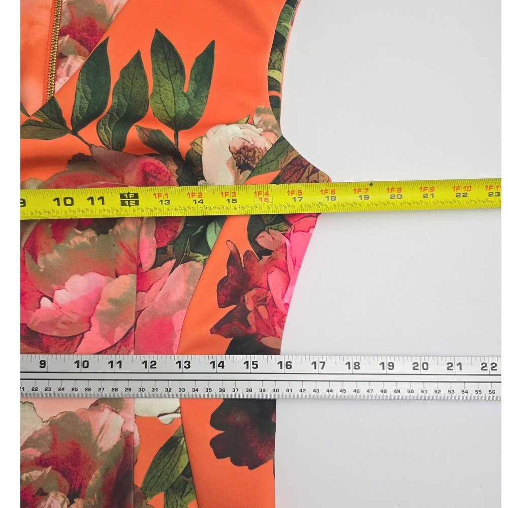 Calvin Klein Floral Print Sleeveless Zipper Back Closure Dress Orange Multi 12‎ - Picture 8 of 8